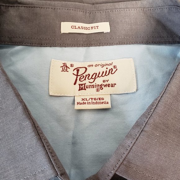 Penguin Munsingwear Grey Solid Button Dress Shirt - Picture 5 of 8